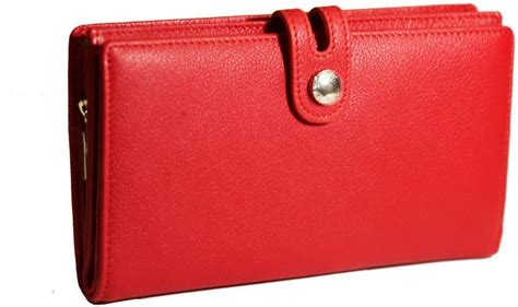 Portefeuille cuir rouge femme .